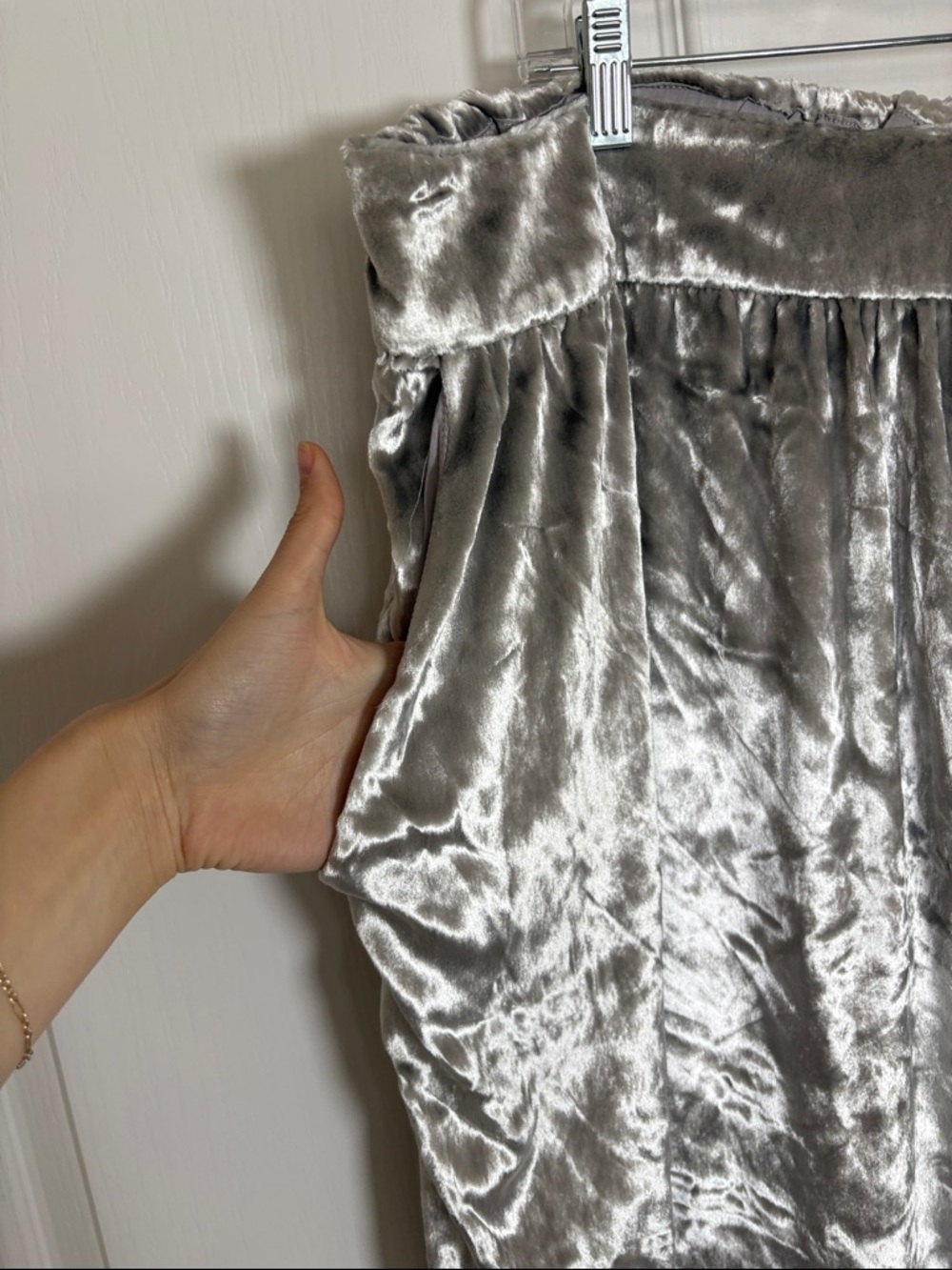 Anthropologie Maeve Anastacia Silver Velvet Pants - Picture 5 of 8